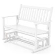 2 Seats Outdoor Glider Bench with Armrests and Slatted Seat-White Hot on Sale