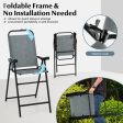 Patio Folding Bar Stool Set of 2 with Metal Frame and Footrest-Blue Cheap