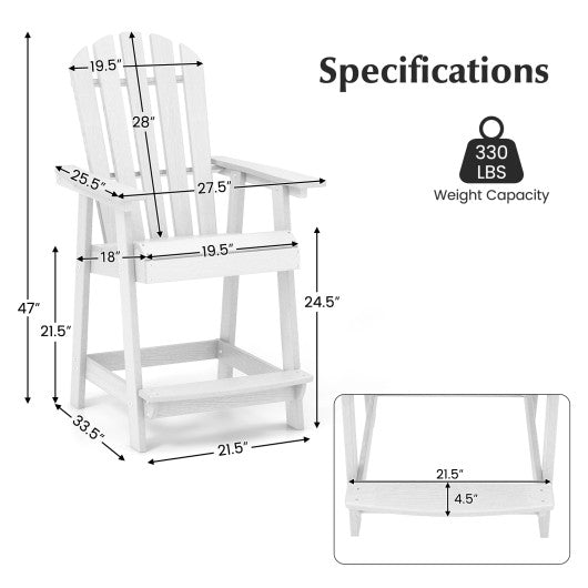 HDPE Patio Chair with Armrest and Footrest for Indoor Outdoor-White Online Hot Sale