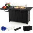 52 Inches Outdoor Wicker Gas Fire Pit Propane Fire Table with Cover-Black Sale