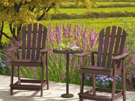 HDPE Patio Chair with Armrest and Footrest for Indoor Outdoor-Brown Online Sale