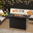 52 Inches Outdoor Wicker Gas Fire Pit Propane Fire Table with Cover-Brown Online now