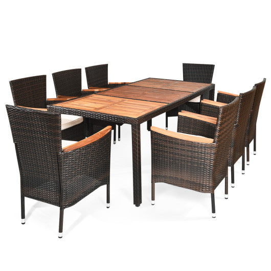 9 Piece Outdoor Dining Set with Umbrella Hole For Discount