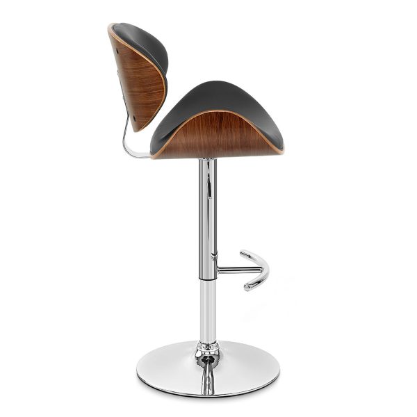 25  Black And Silver Faux Leather And Solid Wood Swivel Low Back Adjustable Height Bar Chair Online