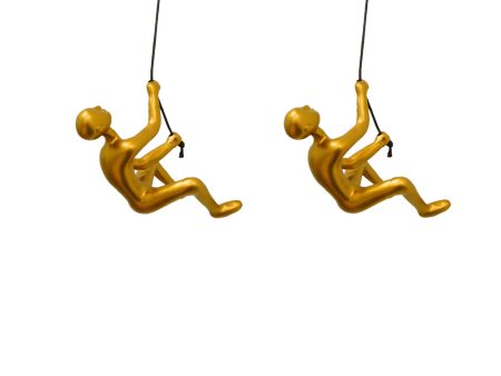 Set of Two 6  Gold Resin Unique Climbing Men Wall Decor Supply