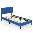 Twin Size Upholstered Platform Bed with Button Tufted Headboard-Blue Fashion