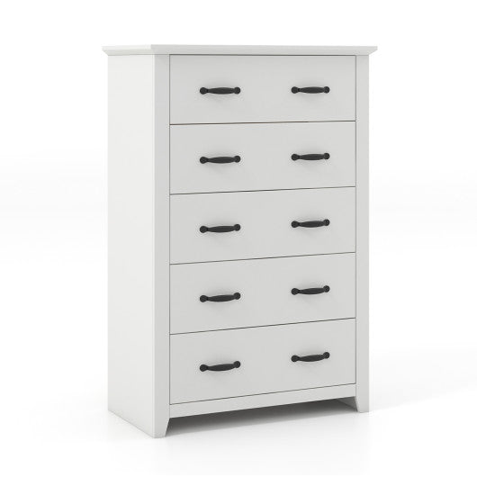 Tall Storage Dresser with 5 Pull-out Drawers for Bedroom Living Room-White Online Sale