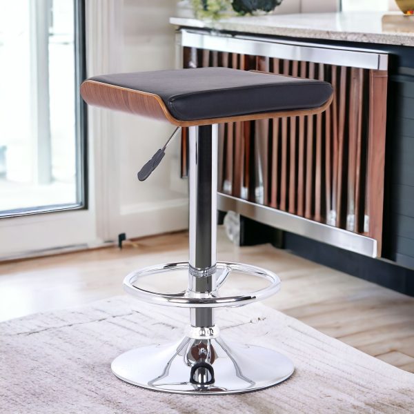 24  Black And Silver Iron Backless Adjustable Height Bar Chair Cheap