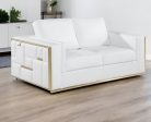 73  White And Silver Metallic Top Grain Leather Loveseat Hot on Sale