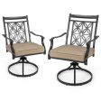 2 Pieces Patio Swivel Chairs with Blossom Pattern Backrest and Cushions-Black Discount