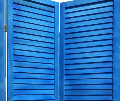 3 Panel Light Blue Shutter Screen Room Divider Online Sale