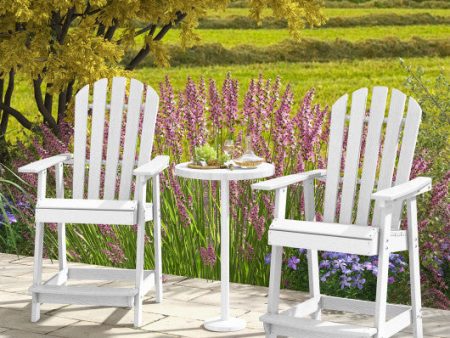 HDPE Patio Chair with Armrest and Footrest for Indoor Outdoor-White Online Hot Sale