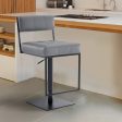 25  Gray And Black Faux Leather And Iron Swivel Low Back Adjustable Height Bar Chair Supply