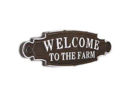 Welcome To The Farm Lacquered Black And White Metal Wall Art on Sale