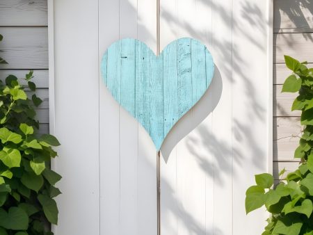 12  Turquoise Reclaimed Wood Heart Wall Decor Hot on Sale