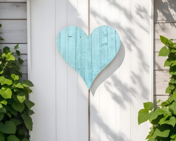 12  Turquoise Reclaimed Wood Heart Wall Decor Hot on Sale