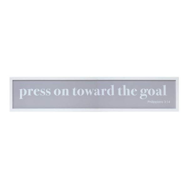 10  X 25  White and Gray Press On Toward The Goal Wall Decor Cheap