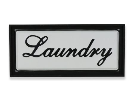 11  X 24  Black and White Handcrafted Laundry Metal Wall Decor For Sale