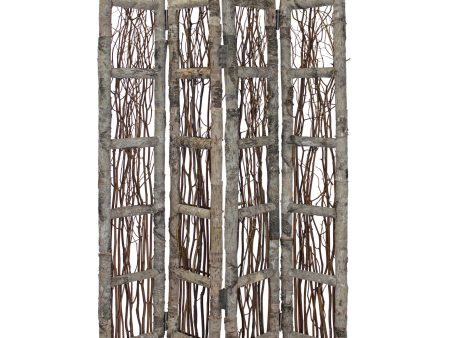 Earthy Birch and Twig Four Panel Room Divider Screen For Discount