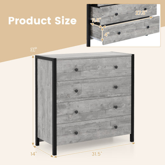 4-Drawer Dresser Modern Wooden Chest of Drawers for Bedroom Living Room-Gray For Discount