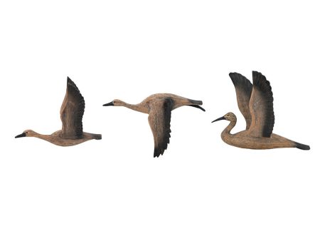 Set of Three Flying Geese Carved Wood 3D Wall Art Online now