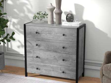 4-Drawer Dresser Modern Wooden Chest of Drawers for Bedroom Living Room-Gray For Discount