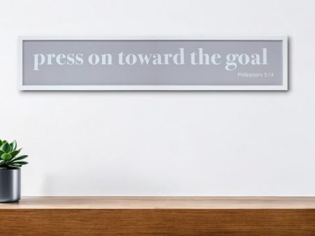 10  X 25  White and Gray Press On Toward The Goal Wall Decor Cheap