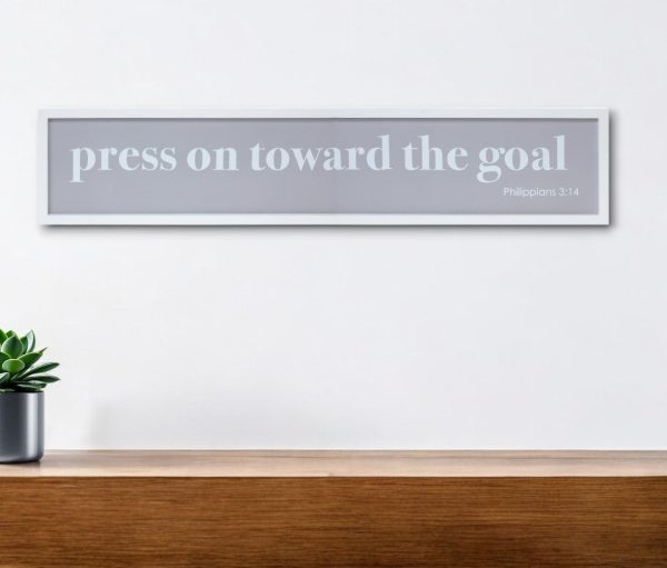 10  X 25  White and Gray Press On Toward The Goal Wall Decor Cheap