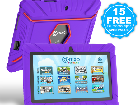 Contixo 7  Kids Tablet, 2024 Model, STEM Learning, Educational Tablet for Ages 3-12, Contixo Academy, Android 11 by Contixo on Sale