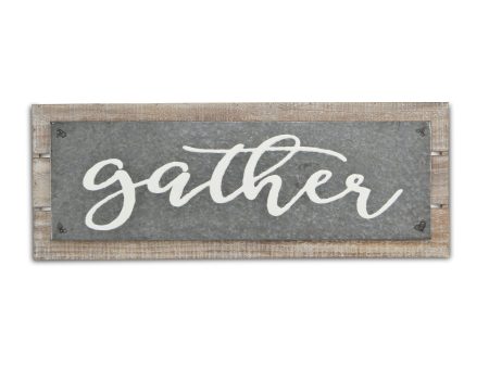 10  X 25  Brown and Gray Gather Wood and Metal Wall Decor For Discount