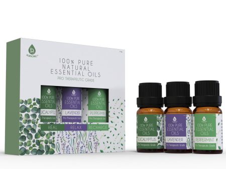 3 pack of 100% Pure Essential Oils (Eucalyptus, Lavender & Peppermint) by Pursonic For Cheap