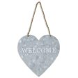 10  Gray Galvanized Metal Heart Shaped Welcome Wall Decor Fashion