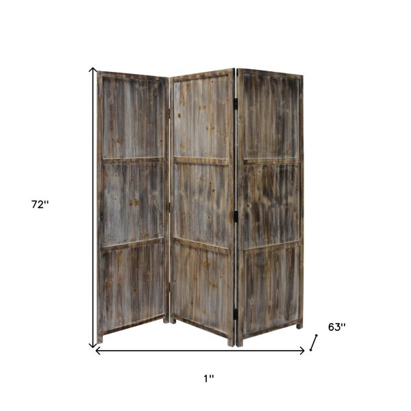 1  x 63  x 72  Brown 3 Panel Solid Wood Fortress  Screen Fashion