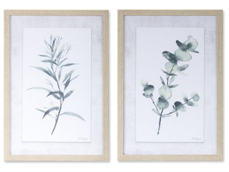 Set of Two 18  X 13  Natural and Gray Leaf Floral Framed Art Cheap