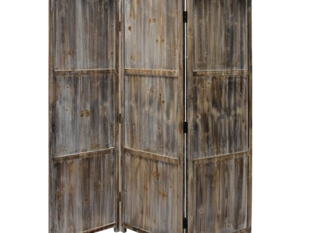 1  x 63  x 72  Brown 3 Panel Solid Wood Fortress  Screen Fashion