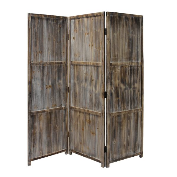 1  x 63  x 72  Brown 3 Panel Solid Wood Fortress  Screen Fashion