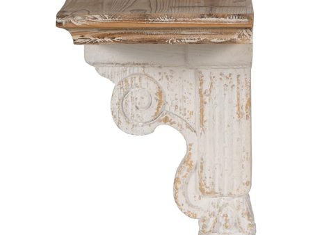 11  X 14  White and Natural Distressed Wood Corbel Style Wall Shelf Online Hot Sale