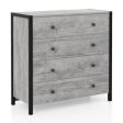 4-Drawer Dresser Modern Wooden Chest of Drawers for Bedroom Living Room-Gray For Discount