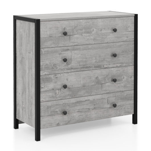 4-Drawer Dresser Modern Wooden Chest of Drawers for Bedroom Living Room-Gray For Discount