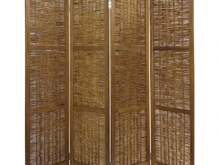 Brown Willow Four Panel Room Divider Screen Cheap