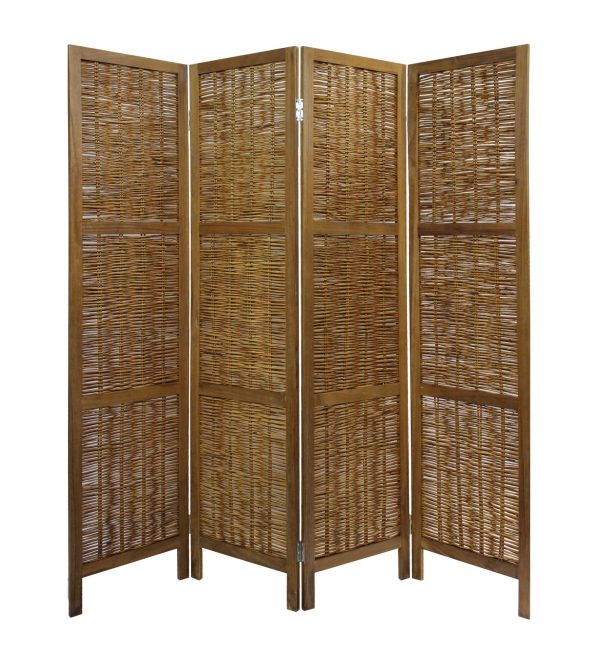 Brown Willow Four Panel Room Divider Screen Cheap