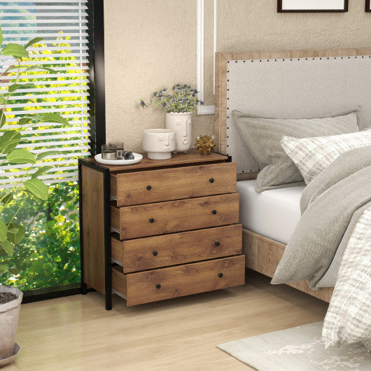 4-Drawer Dresser Modern Wooden Chest of Drawers for Bedroom Living Room-Oak Fashion