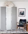 White Louvered Three Panel Room Divider Screen Online Hot Sale