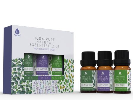 3 pack of 100% Pure Essential Oils (Eucalyptus, Lavender & Tea Tree) by Pursonic Cheap