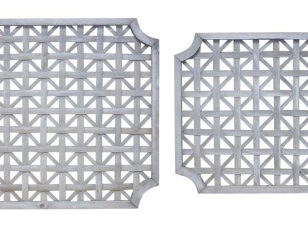 Set of Two 27  X 27  Gray Geometric Solid Wood Wall Decor For Discount