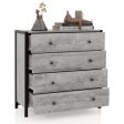 4-Drawer Dresser Modern Wooden Chest of Drawers for Bedroom Living Room-Gray For Discount