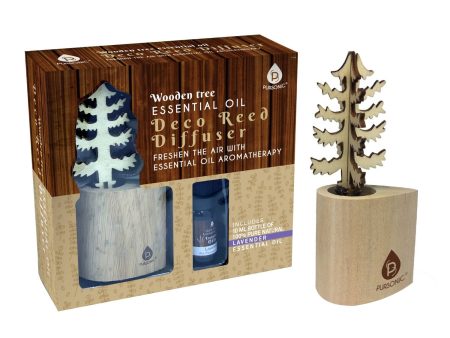 3D Wooden Standard Tree Reed Diffuser with Lavender Essential Oil by Pursonic Fashion