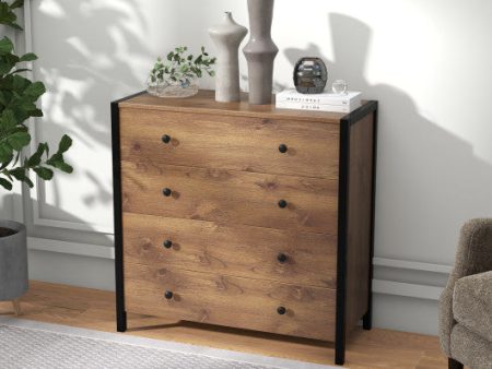 4-Drawer Dresser Modern Wooden Chest of Drawers for Bedroom Living Room-Oak Fashion