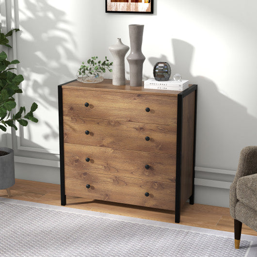 4-Drawer Dresser Modern Wooden Chest of Drawers for Bedroom Living Room-Oak Fashion