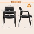 Waiting Room Guest Chair Set of 2 Upholstered Reception Chairs with Mixed PU Leather and Integrated Armrests-Black on Sale